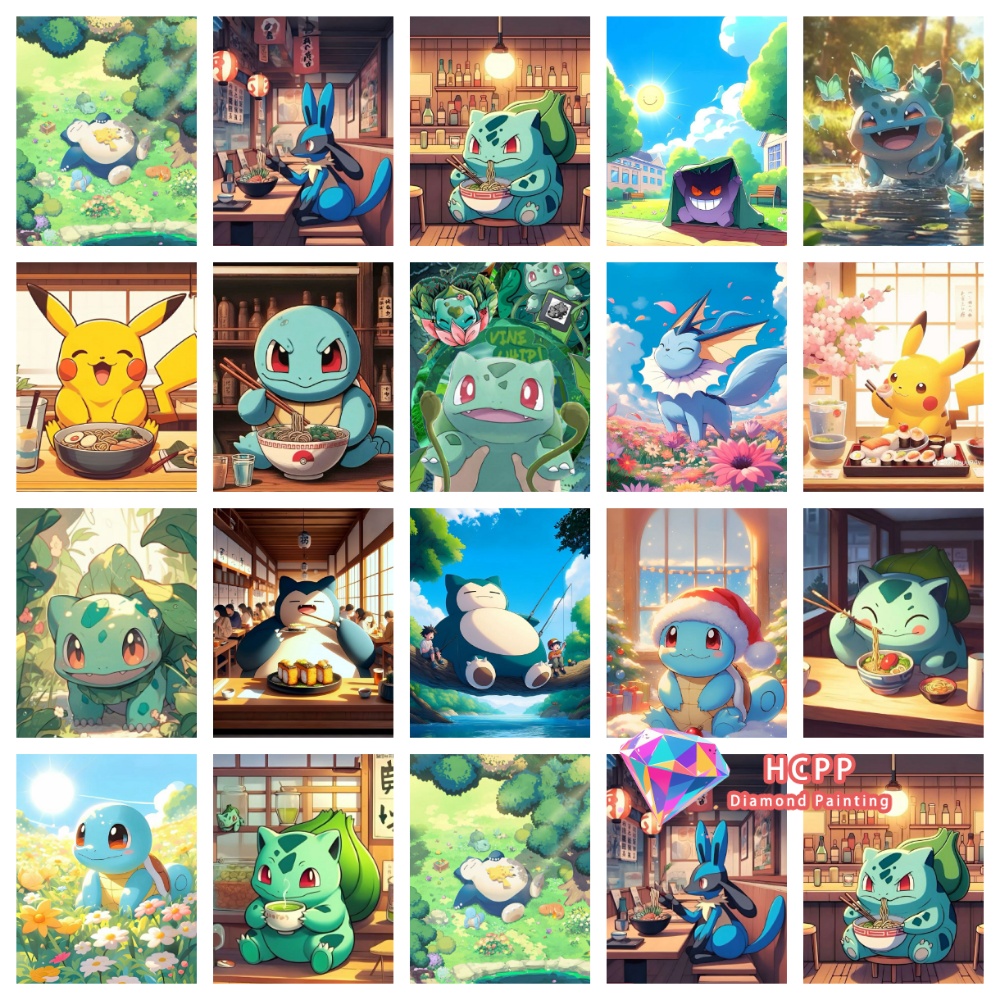 Resin Art For Beginners - Pikachu Bulbasaur Squirtle Kit Lukisan Berlian