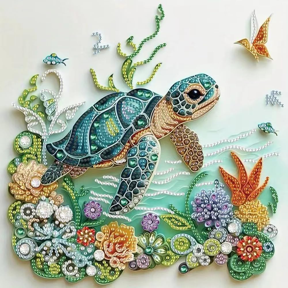 Resin Art For Beginners - Kit Lukisan Berlian Bentuk Khusus Penyu