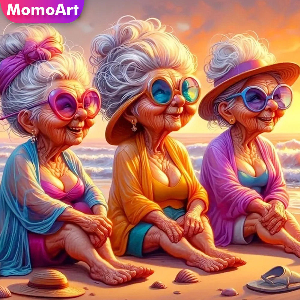 Resin Art For Beginners - Momoart lukisan berlian wanita tua Kit