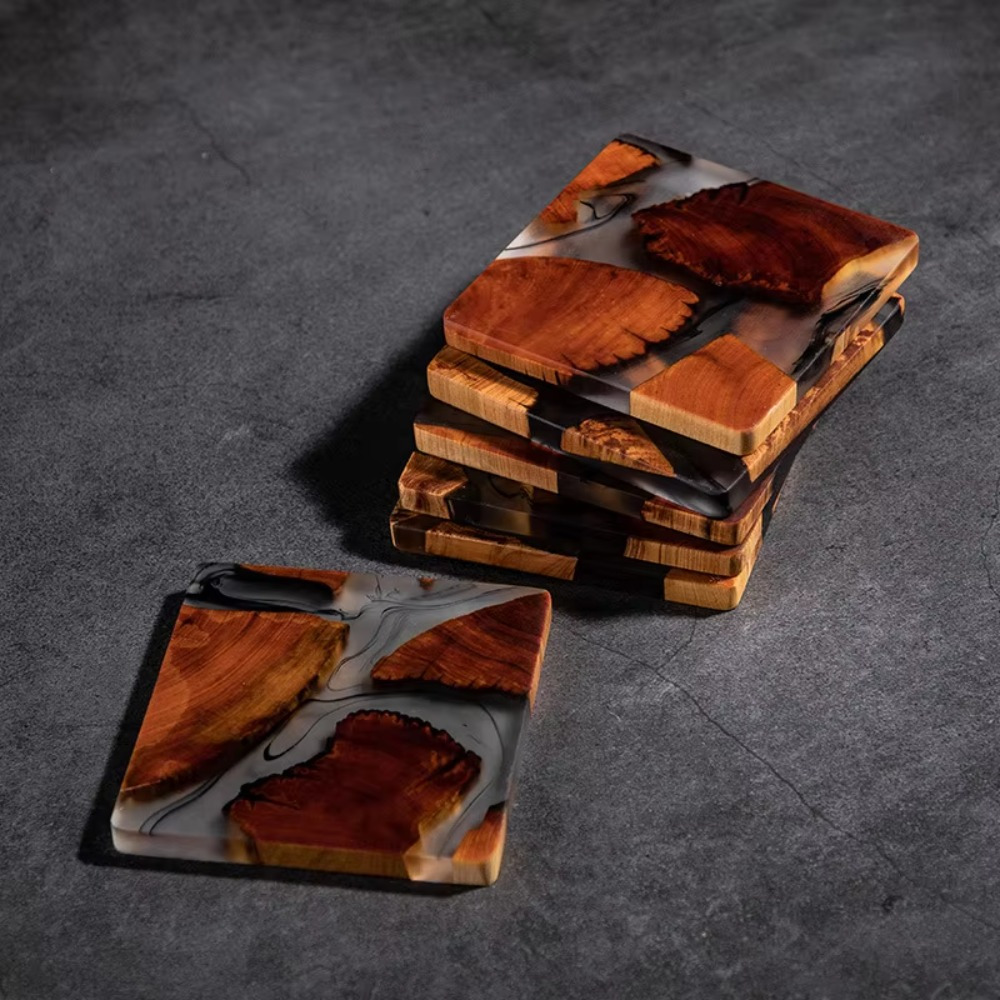 Resin Art Coasters - Tatakan cangkir persegi gaya Jepang, alas