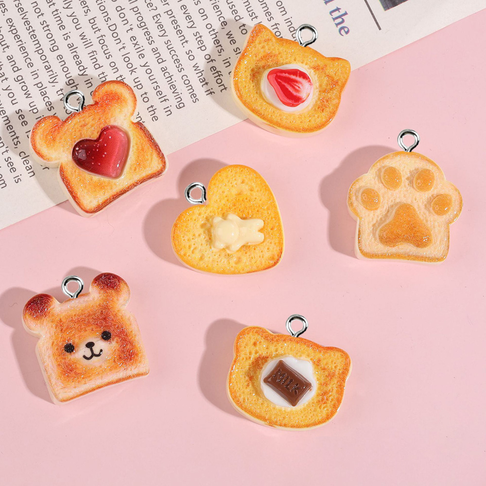 Resin Art Heart - 10pcs Resin Charms Bentuk Hati Beruang