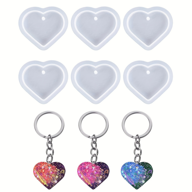 Resin Art Heart - 6 Set cetakan resin berbentuk hati,