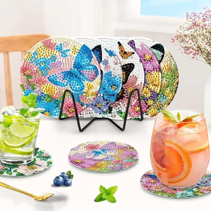 8 Buah Coasters Lukisan Berlia - Resin Art Coasters ulasan dan harga