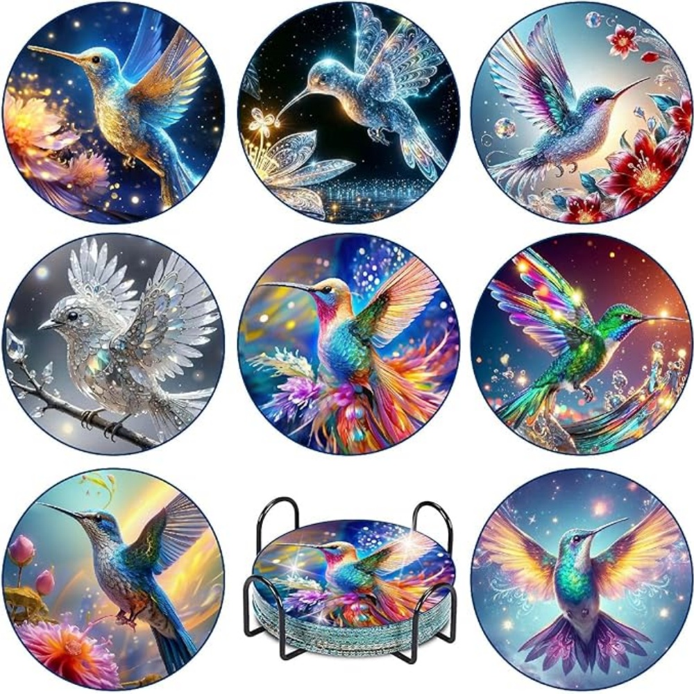 8 Buah Coasters Lukisan Berlia - Resin Art Coasters ulasan dan harga