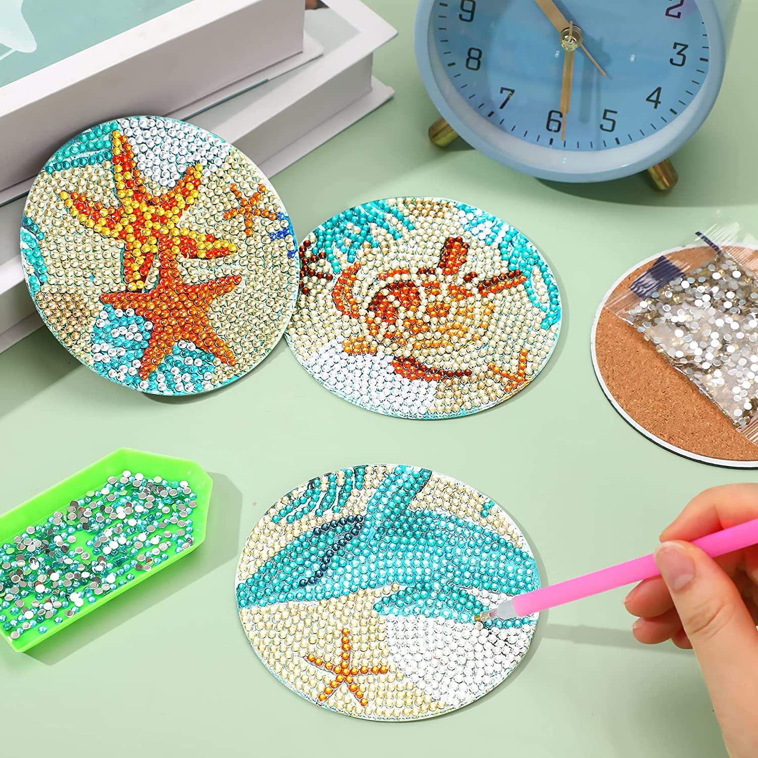 8 buah/Set DIY lukisan berlian - Resin Art Coasters ulasan dan harga