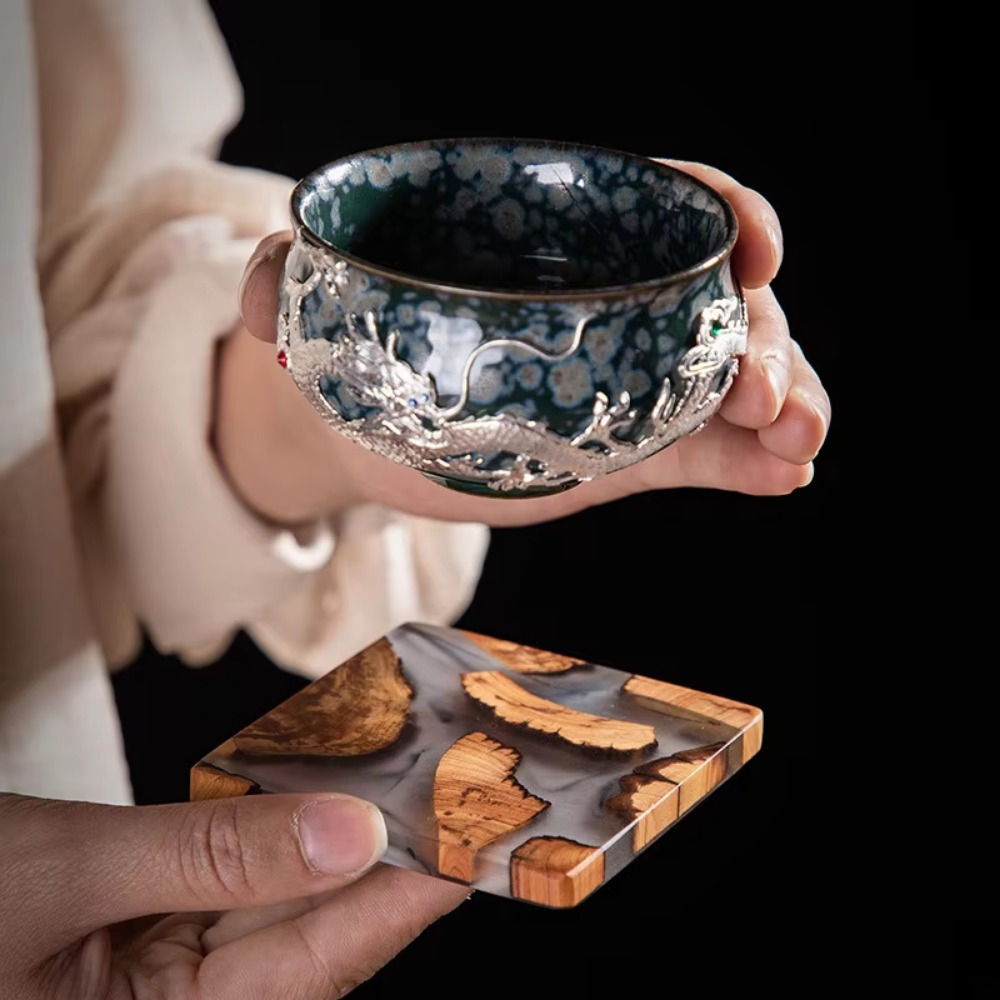 Tatakan cangkir persegi gaya J - Resin Art Coasters ulasan dan harga