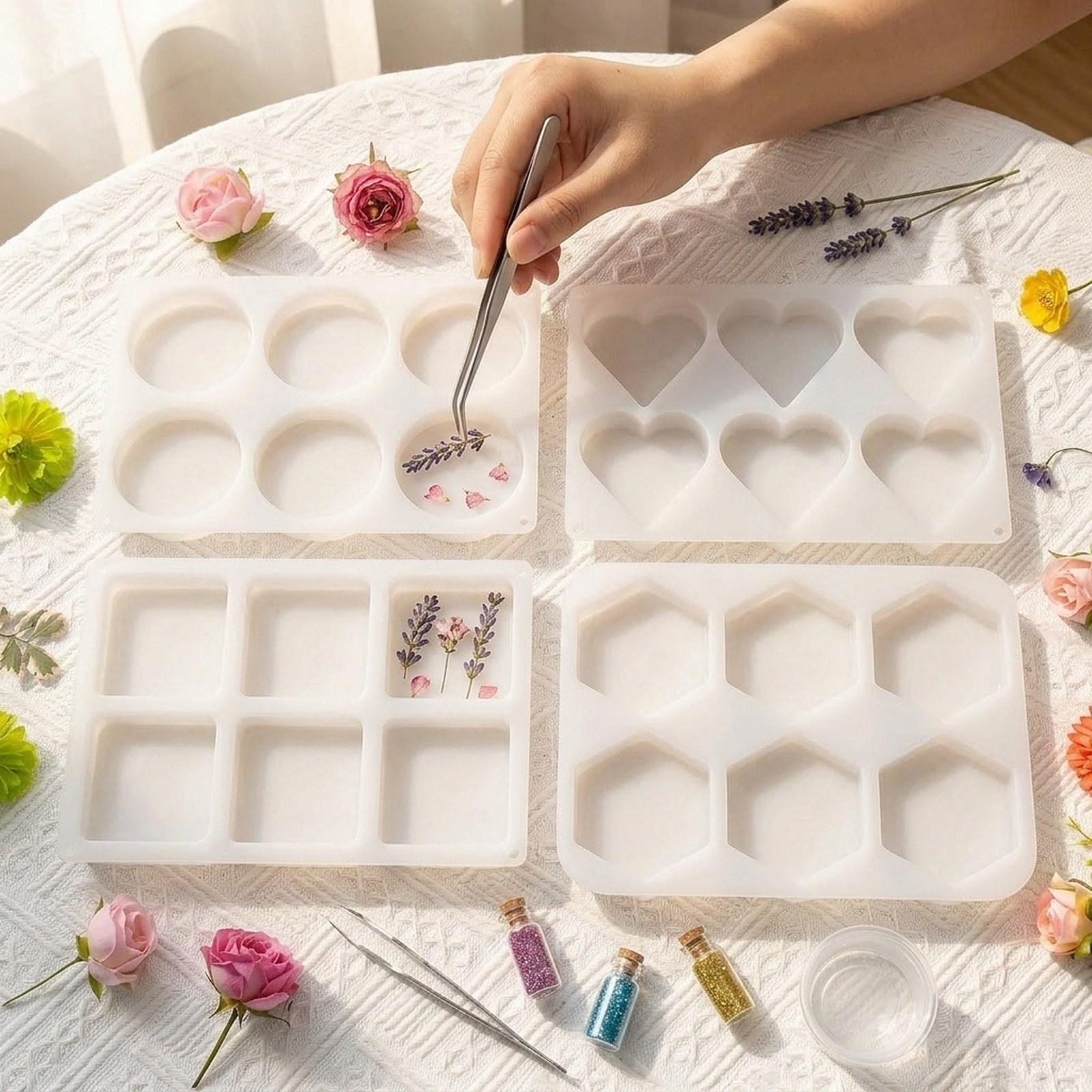 4Pcs Cetakan Coaster Resin Dal - Resin Art Coasters ulasan dan harga