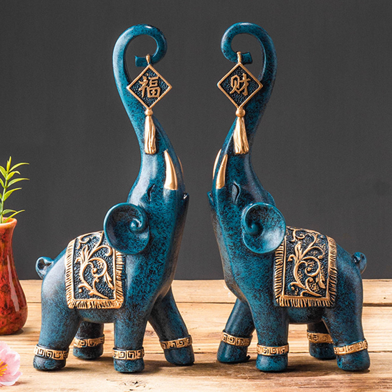 Satu Pasang Patung Gajah Tiong - Resin Art Gift For Anniversary ulasan dan harga