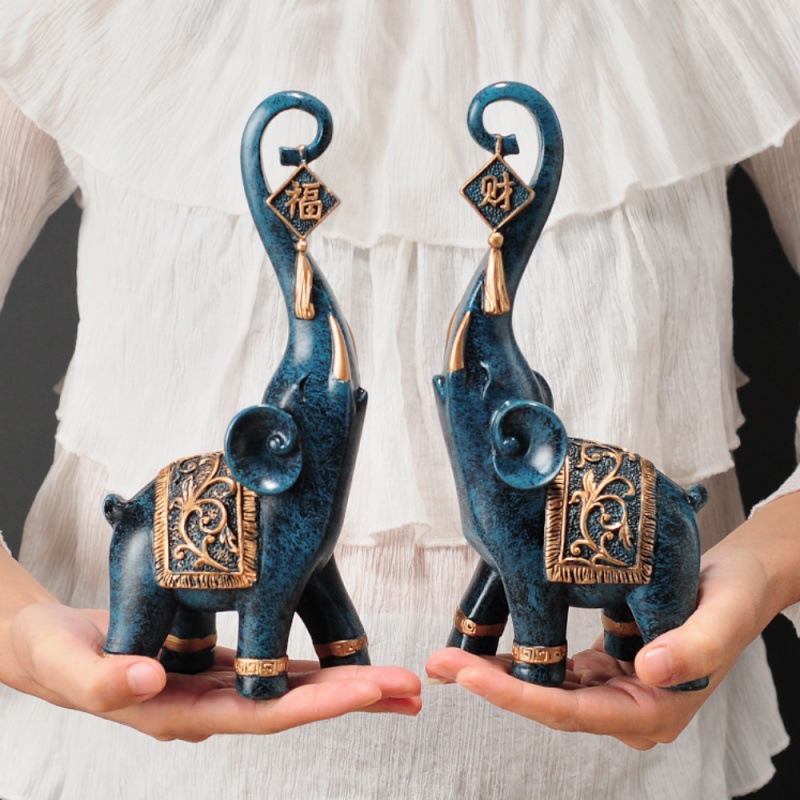 Satu Pasang Patung Gajah Tiong - Resin Art Gift For Anniversary ulasan dan harga