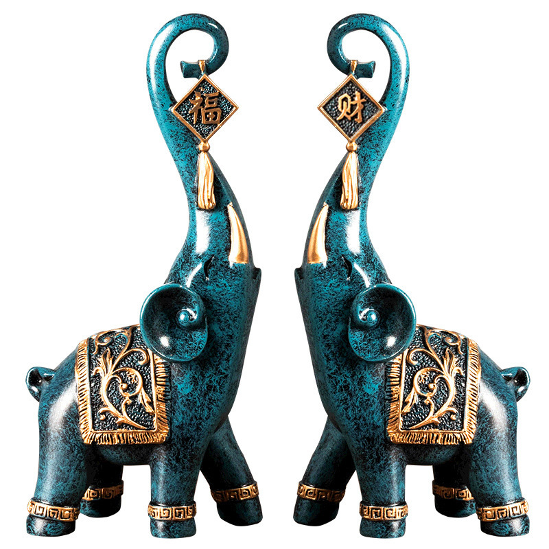 Satu Pasang Patung Gajah Tiong - Resin Art Gift For Anniversary ulasan dan harga